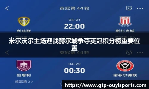 米尔沃尔主场迎战赫尔城争夺英冠积分榜重要位置